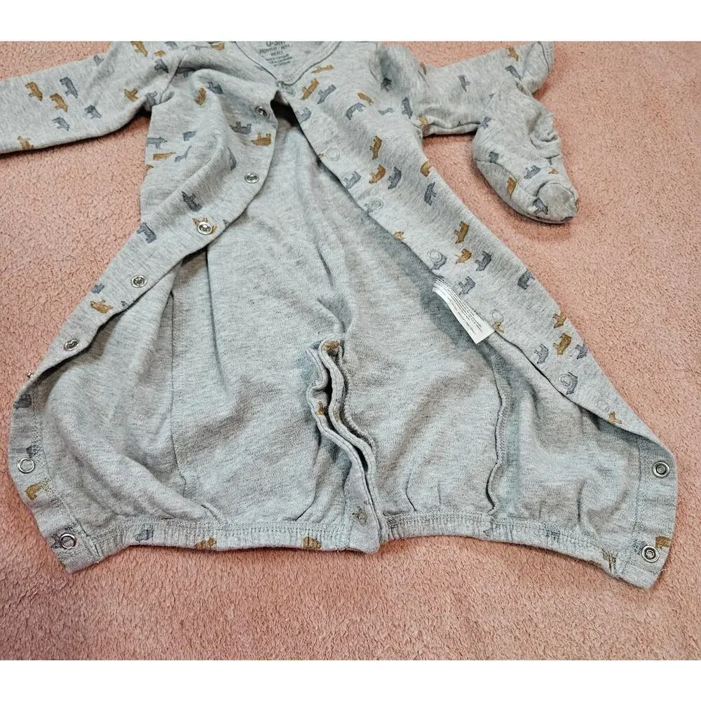 Child of Mine by Carter's Sleep N Play outfit w/Hat & Booties Bear Print Grey